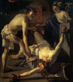 Prometheus von Vulcanus in Ketten gelegt (Dirck van Baburen, 1623, Öl auf Leinwand)