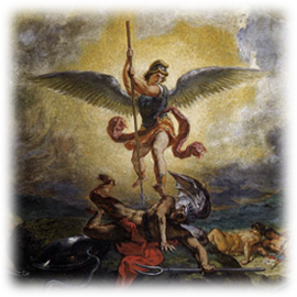 Saint Michel terrassant le dragon (Eugène Delacroix, 1855-1861,Chapelle des Anges à l’Église Saint-Sulpice de Paris)