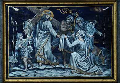 Via Crucis, 6. Station: Veronika reicht Jesus das Schweißtuch (Stations du chemin de croix, Église Notre-Dame-des-Champs, Avranches, Normandie)